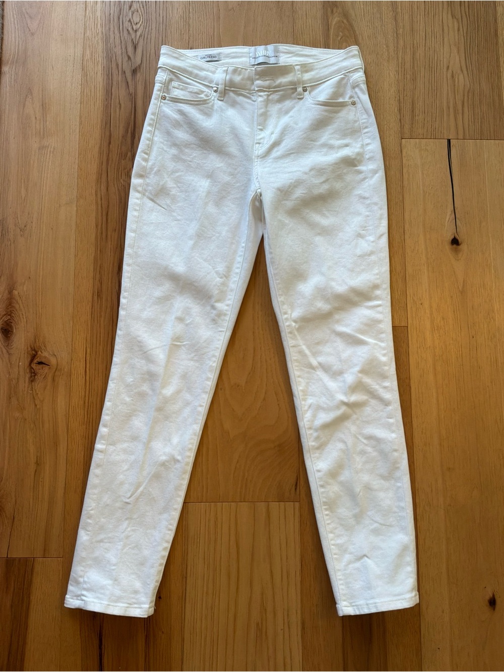 White House Black Market Women's White Mid Rise Boyfriend Jeans, Size 0
